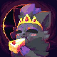 amount:solo atmosphere:evil atmosphere:regal atmosphere:solar-eclipse body-type:feral cake crown eating food hall-of-fame:bronze hall-of-fame:silver species:zorua style:icon style:pixel-art sweets // 640x640 // 5.3KB