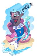amount:pair amount:solo atmosphere:beach body-type:feral body-type:semi-anthro music oc singing smug species:fusion species:primarina species:zorua style:kawaii visual-teasing // 2232x3336 // 364KB