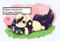 amount:solo atmosphere:field body-type:feral hall-of-fame:bronze laying-on-belly oc series:pokemon smug species:eevee style:kawaii visual-teasing wearing-bow // 3045x2075 // 289KB