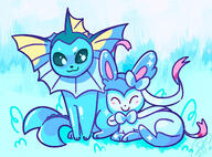amount:pair atmosphere:field body-type:feral series:eeveelutions series:pokemon species:shiny-pokemon species:sylveon species:vaporeon style:girly style:playful style:sparkly // 1891x1398 // 567KB