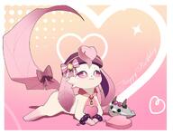 amount:solo body-type:feral hat interested oc series:eeveelutions series:pokemon species:leafeon style:abstract-background style:girly style:one-color style:pink tagme wearing-bow // 2048x1575 // 219KB