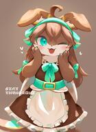 amount:solo body-type:anthro maid outfit species:bunny style:kemono style:painted wearing-bow wink // 1488x2048 // 206KB