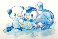 amount:multiple body-type:semi-anthro series:pokemon species:oshawott species:otter species:piplup species:popplio style:watercolor // 1024x684 // 93KB