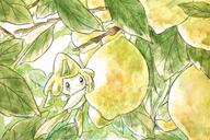amount:solo atmosphere:forest body-type:feral body-type:semi-anthro hall-of-fame:bronze lemon smol species:jirachi style:traditional-art style:watercolor // 2048x1367 // 570KB