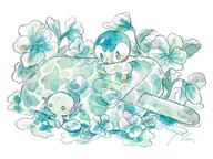 amount:pair atmosphere:flowers body-type:semi-anthro flower food popsicle species:piplup species:wooper style:watercolor sweets // 2048x1536 // 428KB