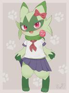 amount:solo body-type:anthro outfit schoolgirl-outfit species:floragato style:kemono style:painted style:playful wearing-bow // 1520x2048 // 149KB