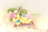 amount:solo body-type:feral feminine flower hall-of-fame:bronze series:eeveelutions series:pokemon soloferal species:leafeon style:girly style:painted style:playful wearing-flower // 3000x2000 // 282KB