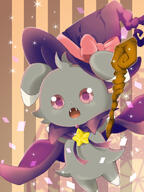 amount:solo atmosphere:halloween atmosphere:stage body-type:semi-anthro magical-girl series:pokemon species:espurr witch // 768x1024 // 362KB