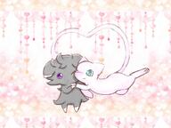 affection amount:pair amount:solo atmosphere:valentines-day body-type:semi-anthro cuddling espurr heart-shape series:pokemon species:espurr species:mew style:girly style:playful // 1200x900 // 426KB
