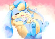 amount:solo big-ears bikini body-type:feral body-type:overweight body-type:slightly-chubby hall-of-fame:bronze hall-of-fame:silver ice-cream species:bunny style:abstract-background style:kawaii style:pastel-colors style:playful // 2976x2122 // 349KB