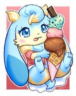 amount:solo big-ears blep body-type:anthro body-type:overweight body-type:semi-anthro ice-cream licking-lips species:bunny style:abstract-background style:playful sweater // 1104x1382 // 1.0MB