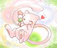 amount:solo body-type:feral content eating food giggling species:mew style:outline style:playful style:scribbles sweets // 1200x1000 // 363KB