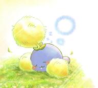 amount:solo atmosphere:field atmosphere:sunlight body-type:blob sleeping species:jumpluff style:sunrays // 1200x1079 // 245KB