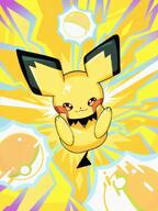 amount:solo body-type:semi-anthro species:pichu style:dithering style:kawaii style:yellow // 768x1024 // 115KB