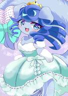 amount:solo atmosphere:regal body-type:anthro book crown dress long-hair nerdy outfit princess species:dog style:blue style:girly style:kawaii style:kemono style:outline style:playful wearing-bow // 1600x2262 // 416KB