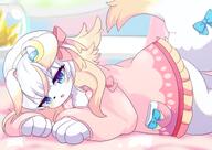 amount:solo atmosphere:bedroom body-type:anthro species:unknown style:girly style:kawaii style:kemono style:pastel-colors style:playful style:very-girly sweater wearing-bow // 2262x1600 // 315KB