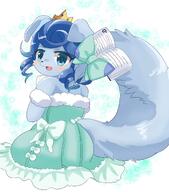 amount:solo atmosphere:regal body-type:anthro body-type:semi-anthro book crown dress nerdy princess species:dog style:girly style:kawaii style:kemono style:playful visibly-shy wearing-bow // 1600x1818 // 281KB