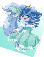 amount:solo body-type:anthro body-type:semi-anthro book crown dress long-hair nerdy outfit princess species:dog style:abstract-background style:girly style:kawaii style:kemono wearing-bow // 1407x1812 // 253KB