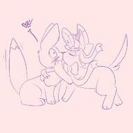 affection amount:pair body-type:feral everstone french-kissing kissing pressing-same-body-part-against-each-other series:eeveelutions series:pokemon species:eevee species:sylveon style:scribbles style:sketch tagme // 1000x1000 // 100KB