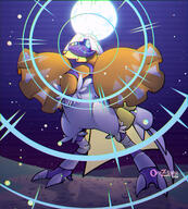 amount:solo atmosphere:hills atmosphere:night atmosphere:powerful body-type:anthro body-type:semi-anthro hall-of-fame:bronze moon species:espathra style:chromatic-aberration style:kemono style:noisy // 1800x2000 // 762KB