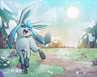 amount:solo atmosphere:hills atmosphere:snowy body-type:feral series:eeveelutions series:pokemon species:glaceon // 2000x1600 // 583KB