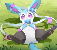 amount:solo atmosphere:field body-type:feral hall-of-fame:bronze series:eeveelutions series:pokemon species:shiny-pokemon species:sylveon style:kawaii style:painted thigh-highs // 2329x2053 // 529KB