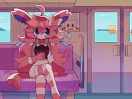 amount:solo atmosphere:train body-type:anthro body-type:slim hall-of-fame:bronze hall-of-fame:silver long-hair series:eeveelutions series:pokemon species:sylveon style:playful style:simple-colors thigh-highs // 1600x1200 // 186KB
