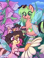 amount:pair atmosphere:field atmosphere:flowers body-type:feral butterfly-wings flower hall-of-fame:bronze oc smol species:pony style:playful thigh-highs wings // 900x1200 // 218KB