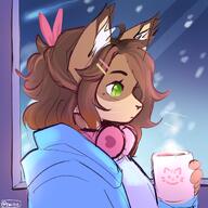 amount:solo atmosphere:home atmosphere:snowy body-type:anthro headphones hoodie hot-chocolate species:cat style:cozy style:girly style:icon style:kemono style:scribbles sweater // 1200x1200 // 188KB