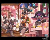 amount:multiple atmosphere:cafe body-type:semi-anthro drink freckles hall-of-fame:bronze hall-of-fame:gold hall-of-fame:silver maid omelyte outfit species:cat species:dragon style:girly style:kemono style:painted style:very-detailed style:very-girly sundae wearing-bow // 2048x1647 // 404KB