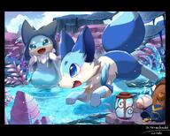 amount:pair atmosphere:crags atmosphere:fantasy atmosphere:hot-springs body-type:feral body-type:semi-anthro scarf species:fox style:kawaii style:kemono style:painted style:very-detailed // 3741x3008 // 940KB
