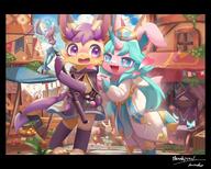 amount:pair atmosphere:fantasy atmosphere:town body-type:semi-anthro dress hall-of-fame:bronze heart-eyes magic romance species:bunny species:unknown staff style:kemono style:painted style:very-detailed // 2048x1647 // 374KB