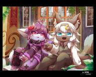 amount:pair atmosphere:studious atmosphere:town body-type:semi-anthro hall-of-fame:bronze hoodie nerdy outfit schoolgirl-outfit species:cat species:fox style:kawaii style:kemono style:painted style:very-detailed sweater tagme // 3741x3008 // 970KB