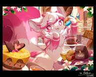amount:solo atmosphere:bakery atmosphere:cafe body-type:anthro body-type:semi-anthro character:parfait donut flower food hall-of-fame:bronze hall-of-fame:gold hall-of-fame:silver heart-eyes species:cat style:girly style:intentional-blur style:kemono style:painted style:very-detailed sweets // 3741x3008 // 773KB