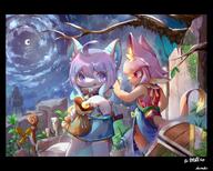 amount:pair atmosphere:night atmosphere:town Bag body-type:semi-anthro hall-of-fame:bronze species:fox style:intentional-blur style:kemono style:painted style:very-detailed // 3741x3008 // 970KB