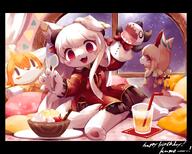 amount:multiple amount:pair atmosphere:bedroom atmosphere:fantasy atmosphere:night body-type:anthro body-type:semi-anthro drink food fruit hall-of-fame:bronze hall-of-fame:silver outfit plush species:fox style:painted style:playful style:very-detailed // 3741x3008 // 880KB