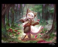 amount:solo atmosphere:forest atmosphere:petals body-type:anthro body-type:semi-anthro flower glasses hall-of-fame:bronze hall-of-fame:silver heterochromia hoodie nerdy outfit species:fox style:kemono style:painted sweater // 3741x3008 // 1.2MB
