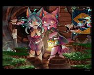 amount:pair atmosphere:fantasy atmosphere:town body-type:anthro body-type:semi-anthro fantasy-creatures hall-of-fame:bronze lantern necromancy species:fox style:dim style:kemono style:painted style:very-detailed undead // 3741x3008 // 1.1MB