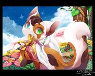 amount:solo atmosphere:flowers atmosphere:hills body-type:feral flower hall-of-fame:bronze hall-of-fame:silver presents species:cat style:kemono style:painted style:very-detailed wings // 3741x3008 // 766KB