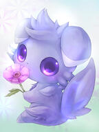 amount:solo body-type:feral body-type:semi-anthro flower holding-object series:pokemon species:espurr style:kawaii style:painted // 599x800 // 151KB