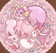 amount:multiple atmosphere:frilly-background atmosphere:petals body-type:feral forehead-gem hall-of-fame:bronze hall-of-fame:gold hall-of-fame:silver series:eeveelutions series:pokemon species:espeon species:shiny-pokemon species:sylveon species:vaporeon style:dithering style:girly style:kawaii style:one-color style:pink // 1350x1280 // 2.0MB