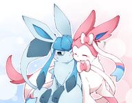 affection amount:pair body-type:feral cheek-rub cuddling pressing-same-body-part-against-each-other series:eeveelutions series:pokemon species:glaceon species:sylveon style:abstract-background style:kawaii style:no-anti-aliasing style:outline style:split-background // 1400x1100 // 563KB