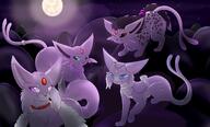 amount:multiple atmosphere:hills atmosphere:night body-type:feral collar forehead-gem moon scarf series:eeveelutions series:pokemon species:espeon // 3000x1809 // 2.7MB