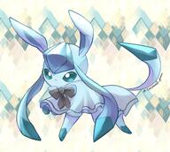 amount:solo body-type:feral cloak series:eeveelutions series:pokemon species:glaceon style:abstract-background style:kawaii wearing-bow // 2048x1830 // 341KB