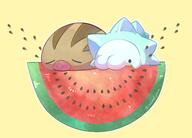 amount:pair body-type:blob body-type:feral food fruit species:snom species:swinub style:kawaii style:outline watermelon // 2048x1467 // 228KB