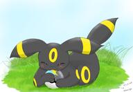 amount:solo atmosphere:field body-type:feral moon-ball nomming series:eeveelutions series:pokemon species:umbreon style:playful // 1728x1200 // 177KB