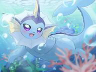 amount:solo atmosphere:bubbles atmosphere:sunlight atmosphere:undersea body-type:feral series:eeveelutions series:pokemon species:vaporeon style:kawaii style:sunrays // 1600x1200 // 179KB