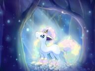 amount:solo atmosphere:fantasy atmosphere:forest atmosphere:moonlight atmosphere:night body-type:feral species:galarian-ponyta style:dim style:glow style:kawaii // 1600x1200 // 153KB