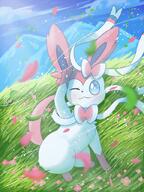 amount:solo atmosphere:field atmosphere:hills atmosphere:petals atmosphere:windy body-type:feral series:eeveelutions series:pokemon species:sylveon style:girly style:intentional-blur style:playful // 1200x1600 // 313KB