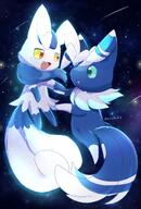 amount:pair atmosphere:space atmosphere:stary body-type:anthro body-type:semi-anthro species:meowstic style:glow style:kawaii style:kemono telekinesis // 1378x2039 // 281KB